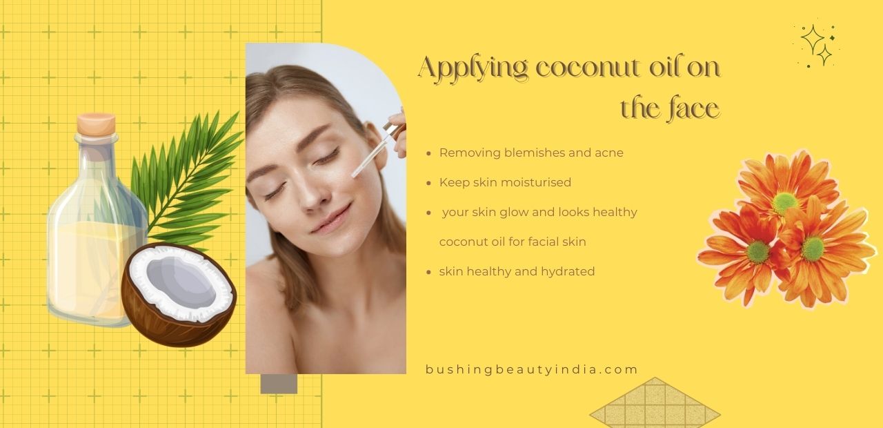 Applying coconut oil on the face