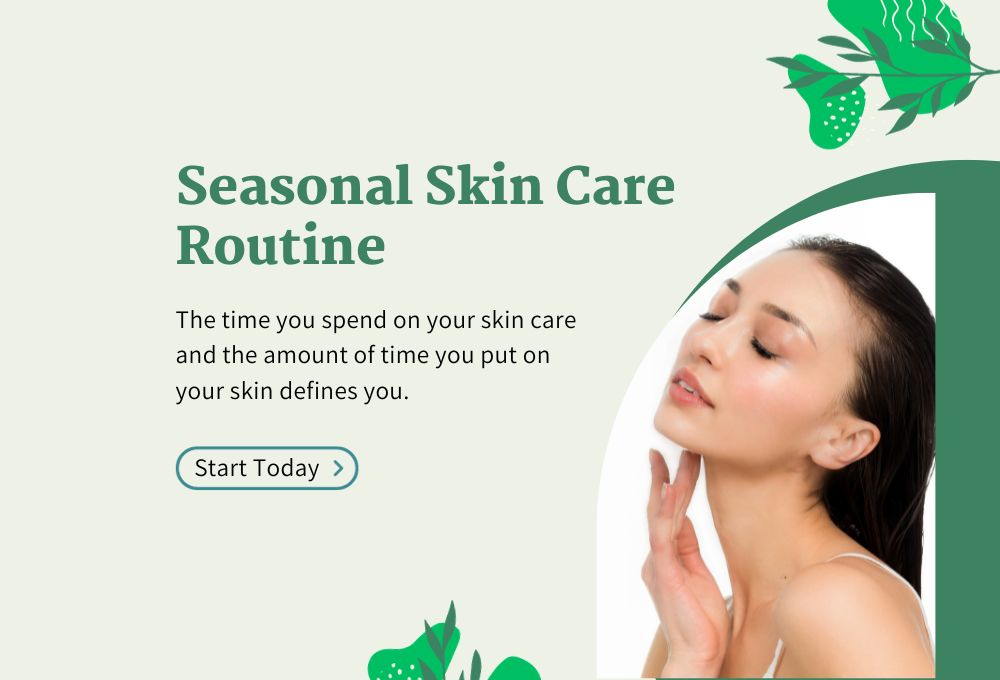 Image depicting a seasonal skincare routine with various skincare products and elements
