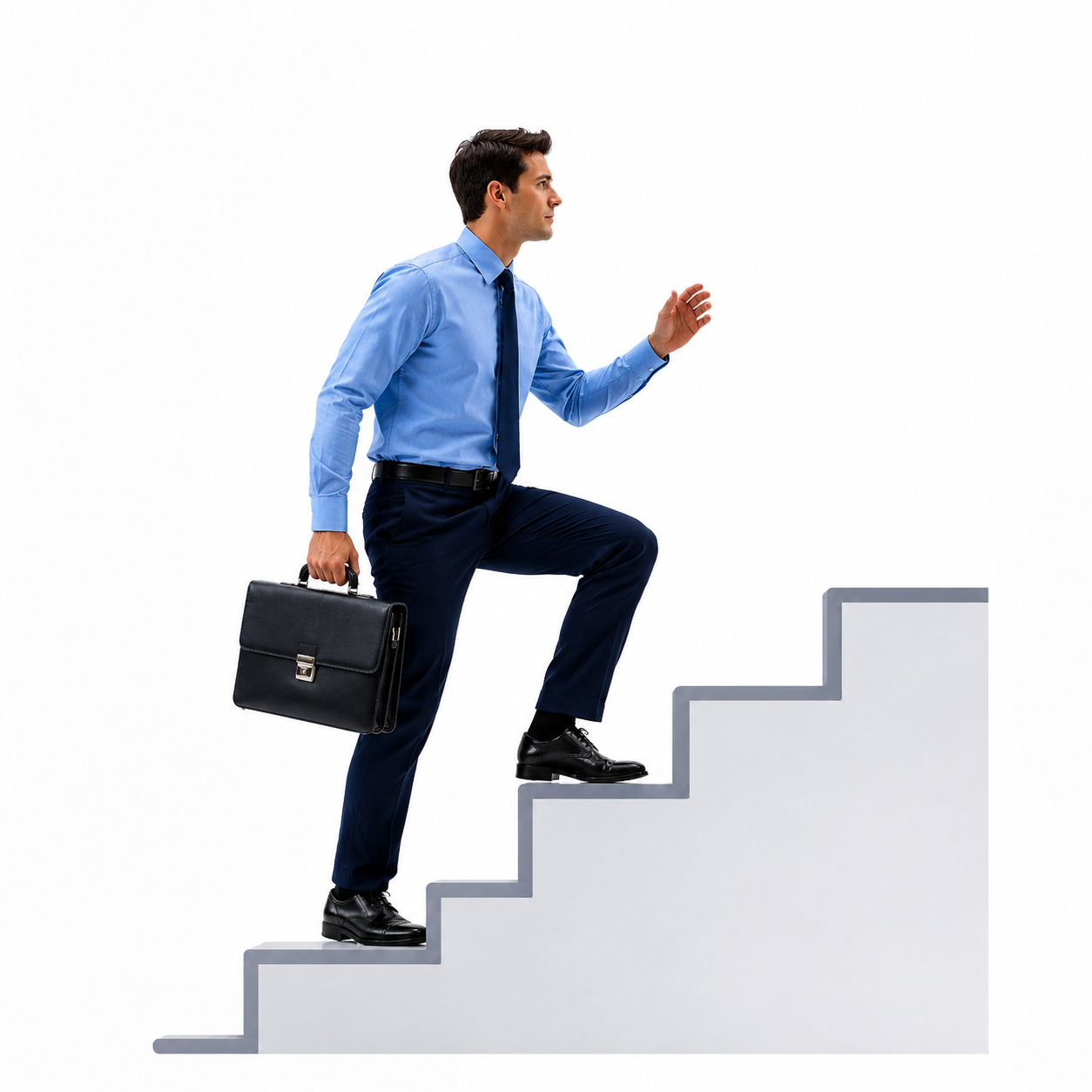 Illustration of climbing stairs toward business success
