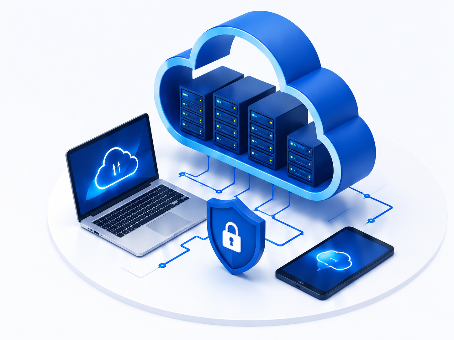 Cloud computing and security network illustration