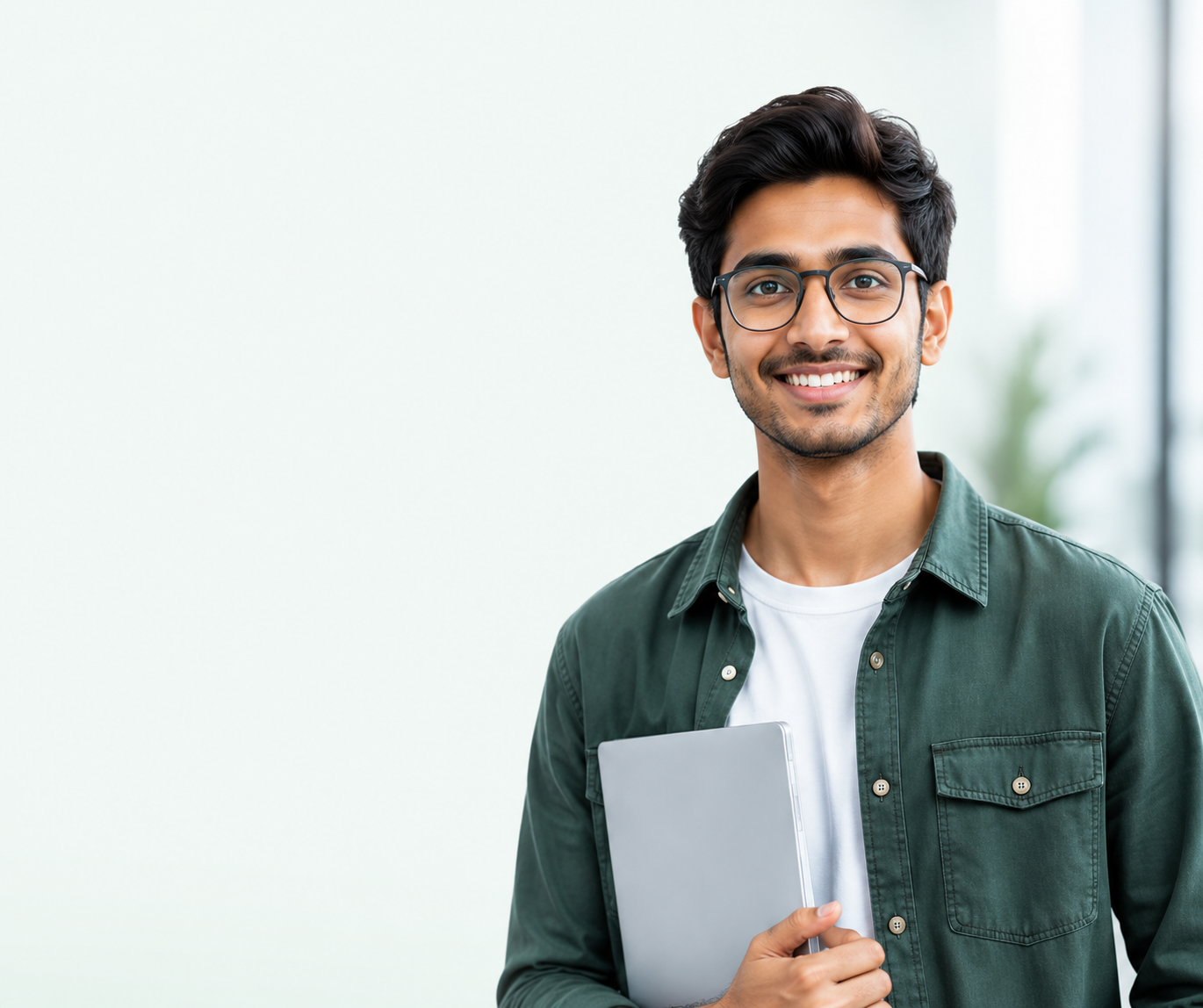 Smiling professional holding a tablet
